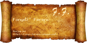 Fonyó Ferenc névjegykártya
