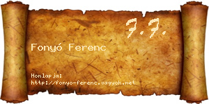 Fonyó Ferenc névjegykártya