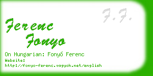 ferenc fonyo business card