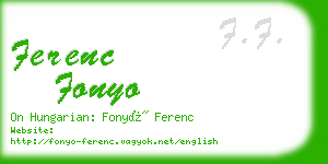 ferenc fonyo business card